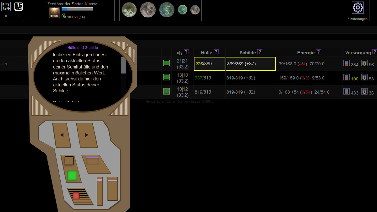 Screenshot Ansicht Schiffs-Hud von Star Trek Stuniverse